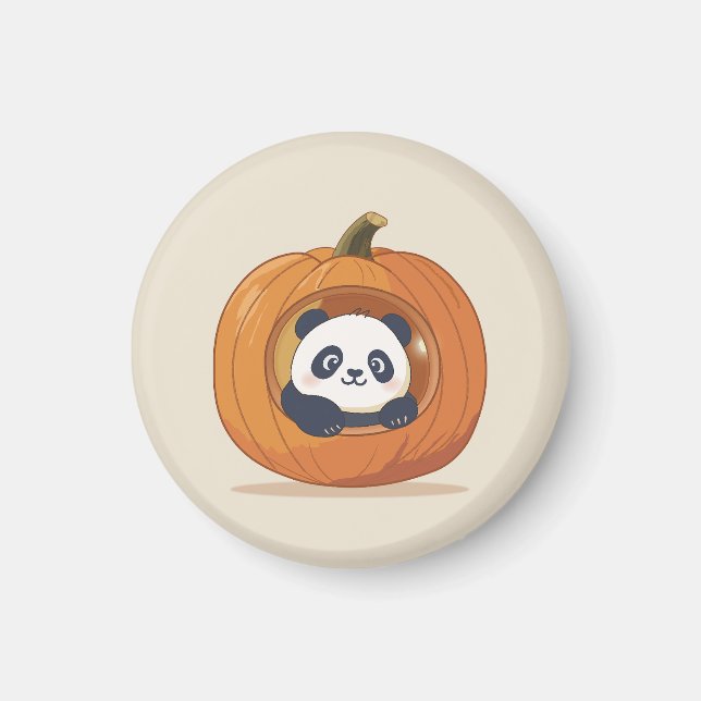 Cute Halloween Pumpkin Panda Magnet (Front)