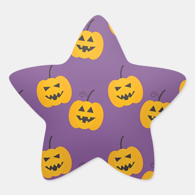 Cute Halloween Pumpkin Purple Star Sticker (Front)
