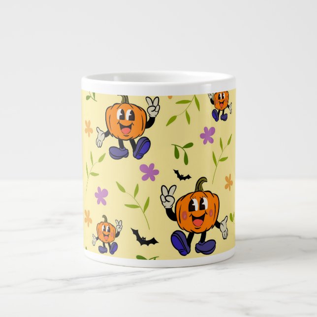 Cute Halloween Pumpkin Seamless Pattern  Large Coffee Mug (Front)