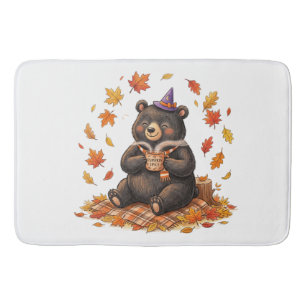 Cute Halloween Pumpkin Spice Bear Cosy Autumn T-Sh Bath Mat