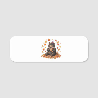 Cute Halloween Pumpkin Spice Bear Cosy Autumn T-Sh Name Tag