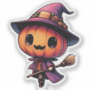 Cute Halloween pumpkin witch