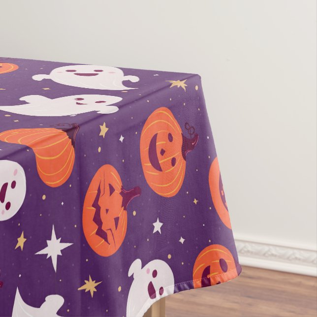 Cute halloween pumpkins and ghosts tablecloth (In Situ)