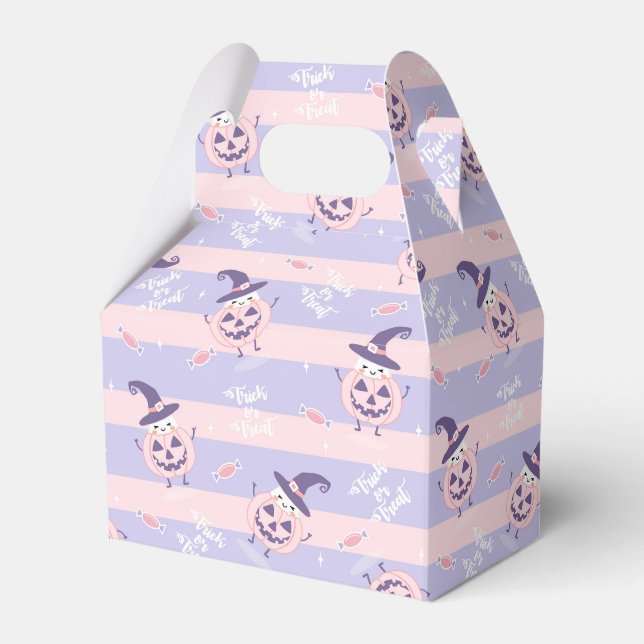 Cute Halloween Pumpkins and Witch Hats Pattern Favour Box (Front Side)