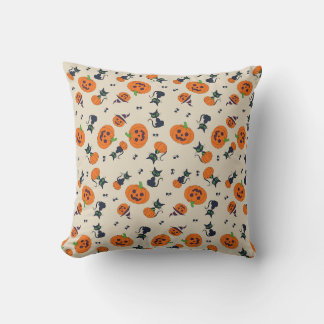 Cute Halloween Pumpkins & Black Cats Pattern Fleec Cushion