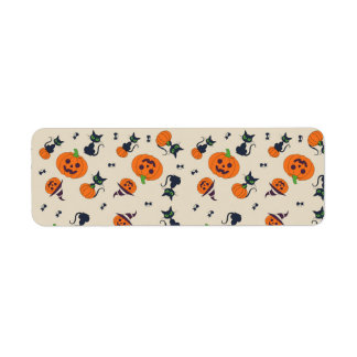 Cute Halloween Pumpkins & Black Cats Pattern Fleec Return Address Label