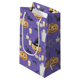 CUTE HALLOWEEN PUMPKINS GHOSTS CANDLES BATS SMALL GIFT BAG