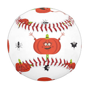 Cute halloween pumpkins, spider & bat pattern baseball