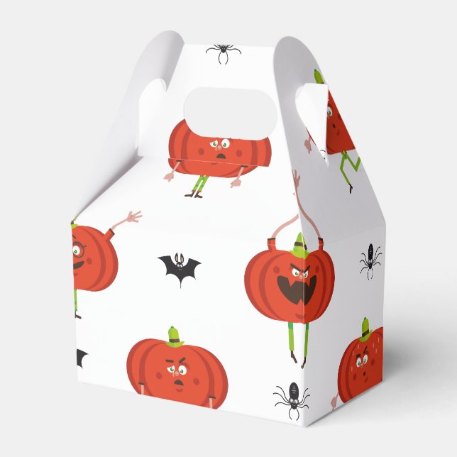 Cute halloween pumpkins, spider & bat pattern favour box (Front Side)