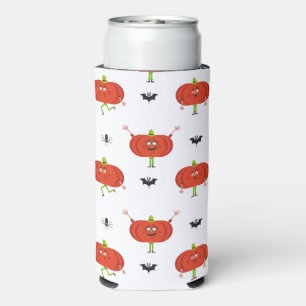 Cute halloween pumpkins, spider & bat pattern seltzer can cooler
