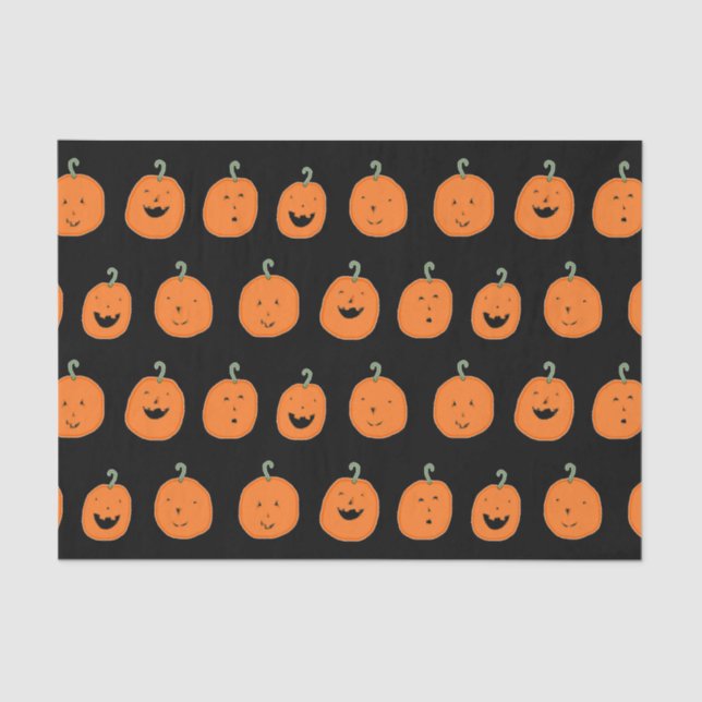 Cute Halloween Pumpkins Tissue Paper (Front)