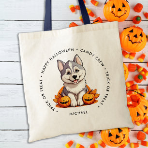 Cute Halloween Puppy Dog Personalised Candy Tote Bag