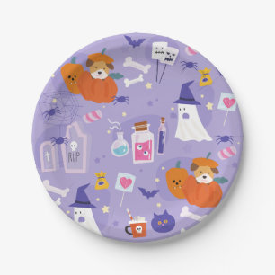 cute halloween puppy dog pumpkin potion poison paper plate