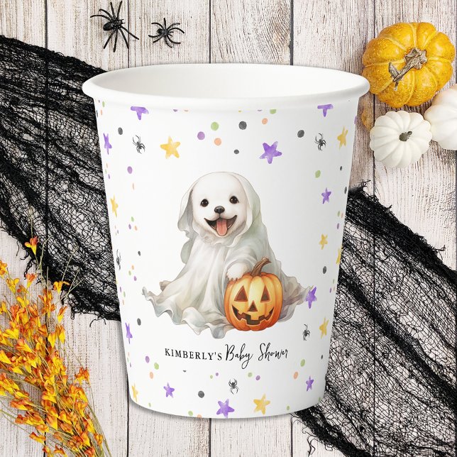 Cute Halloween Puppy Little Boo Baby Shower Paper Cups (Creator Uploaded)