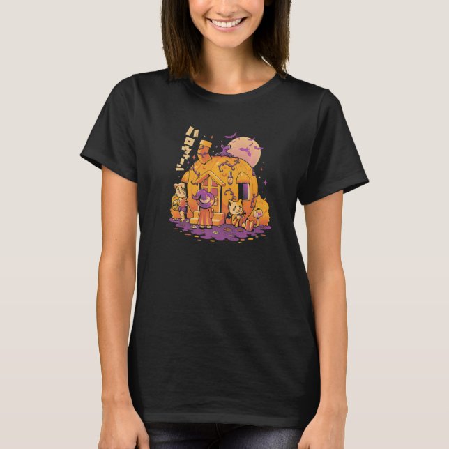 Cute Halloween Purrpkin House Pumpkin Cat House Pu T-Shirt (Front)