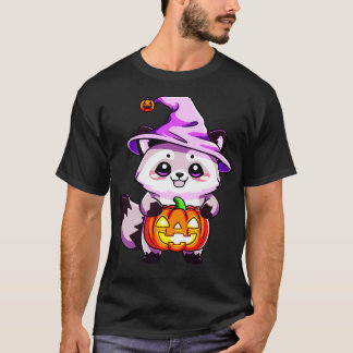 Cute Halloween racoon in a witch hat and pumpkin T-Shirt