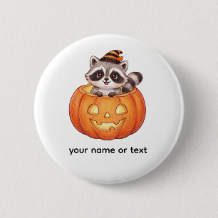 Cute Halloween Racoon in Jack-o'-Lantern Pumpkin 6 Cm Round Badge