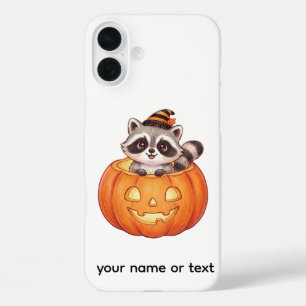 Cute Halloween Racoon in Jack-o'-Lantern Pumpkin  iPhone 16 Plus Case
