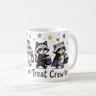 Cute Halloween Racoon Trick or Treat Crew Coffee Mug