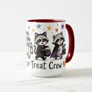 Cute Halloween Racoon Trick or Treat Crew Mug