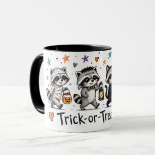 Cute Halloween Racoon Trick or Treat Crew Mug