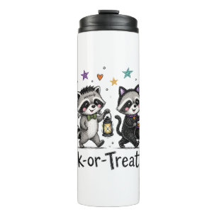 Cute Halloween Racoon Trick or Treat Crew Thermal Tumbler