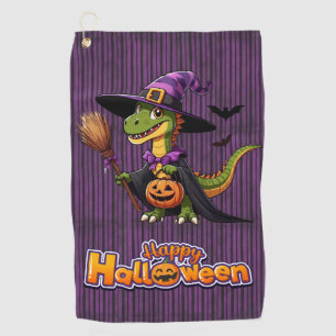 Cute Halloween Raptor/Dinosaur Witch Golf Towel