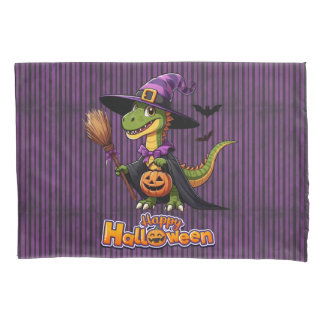 Cute Halloween Raptor/Dinosaur Witch Pillow Case