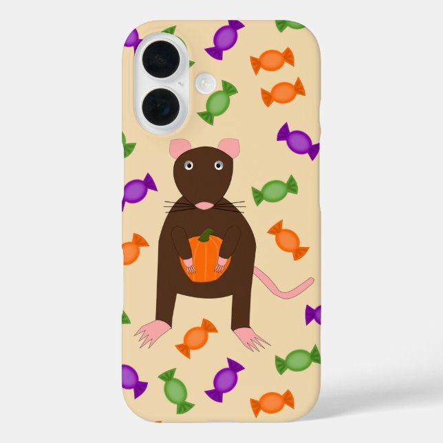 Cute Halloween Rat and Pumpkin Case-Mate iPhone Case (Back)