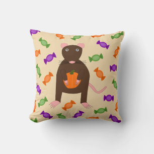 Cute Halloween Rat and Pumpkin Cushion
