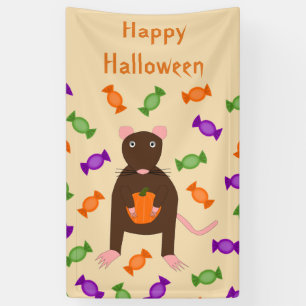 Cute Halloween Rat and Pumpkin Custom Banner