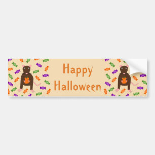 Cute Halloween Rat and Pumpkin Custom Bumper Sticker