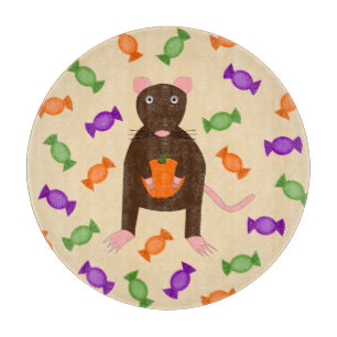 Cute Halloween Rat and Pumpkin Cutting Board