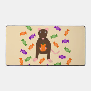 Cute Halloween Rat and Pumpkin Desk Mat