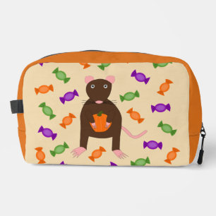 Cute Halloween Rat and Pumpkin Dopp Kit