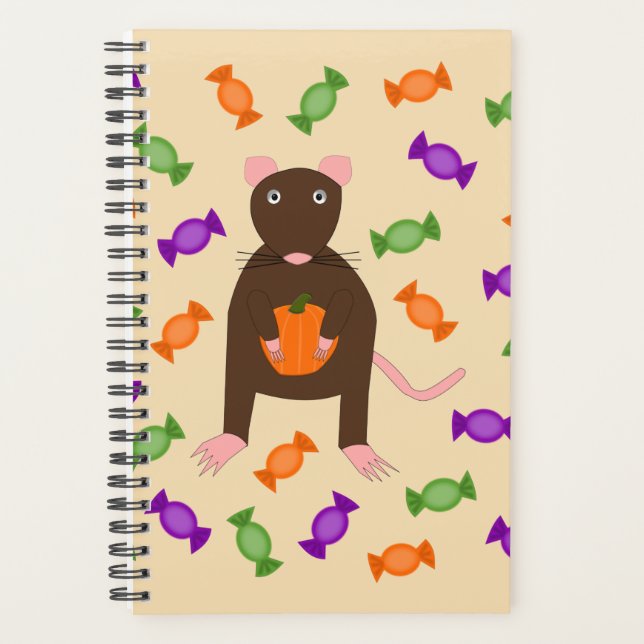Cute Halloween Rat and Pumpkin Planner (Front)