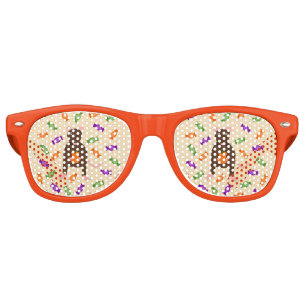 Cute Halloween Rat and Pumpkin Retro Sunglasses