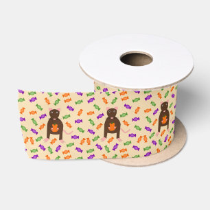 Cute Halloween Rat and Pumpkin Satin Ribbon