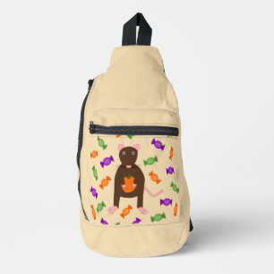 Cute Halloween Rat and Pumpkin Sling Bag
