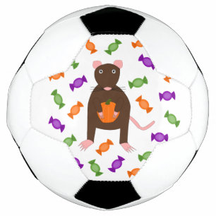 Cute Halloween Rat and Pumpkin Soccer Ball