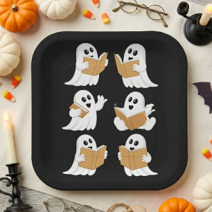 Cute Halloween Reading Ghosts Teacher Librarian Paper Plate