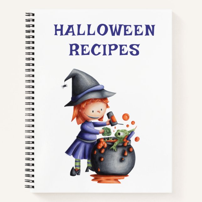 Cute Halloween Recipes Cookbook Notebook (Front)