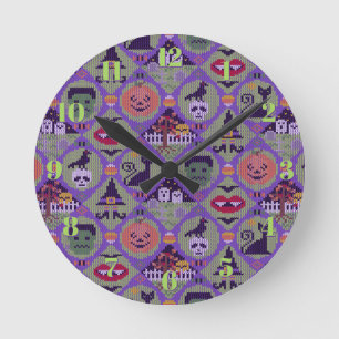 Cute Halloween Round Clock