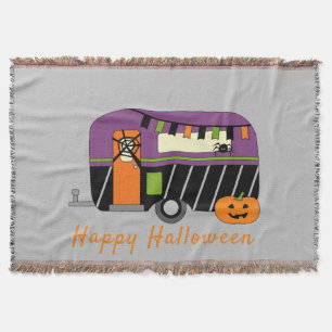 Cute Halloween RV Camper Customisable  Throw Blanket