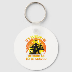 Cute Halloween Scared Decor Raglan Baseball Tee_1  Key Ring