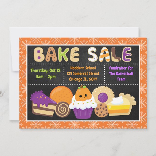 Cute Halloween School Bake Sale Invitation (Front)