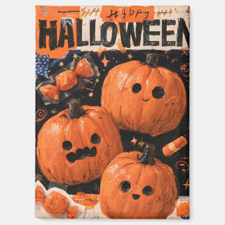 Cute Halloween Scrapbook Design With Pumpkins Magnet