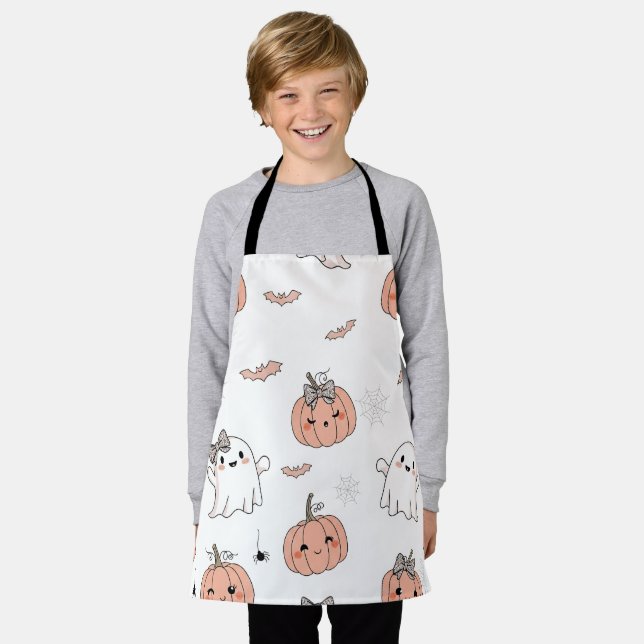 Cute Halloween Seamless Pattern Apron (Worn)
