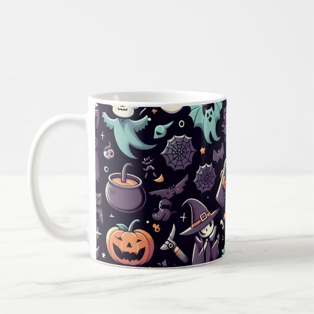 Cute Halloween Seamless Pattern Mug (Left)