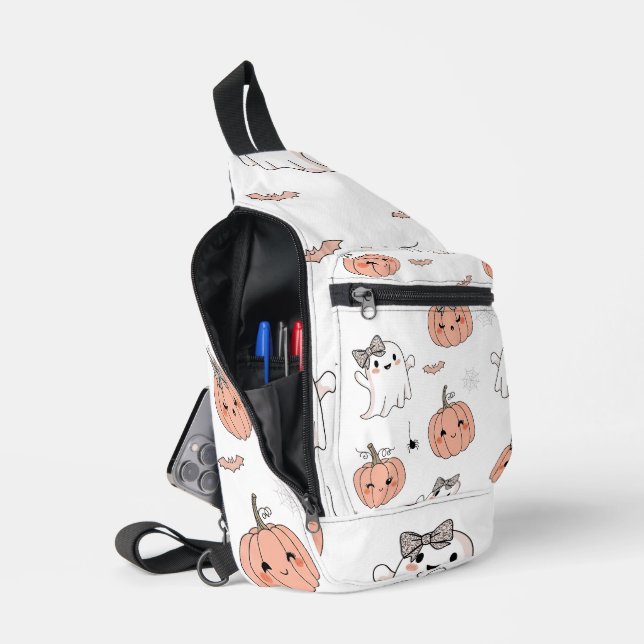 Cute Halloween Seamless Pattern Sling Bag (Open)